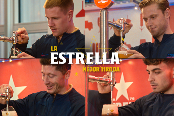 El primer equipo masculino del FC Barcelona  visita la fábrica de Estrella Damm 