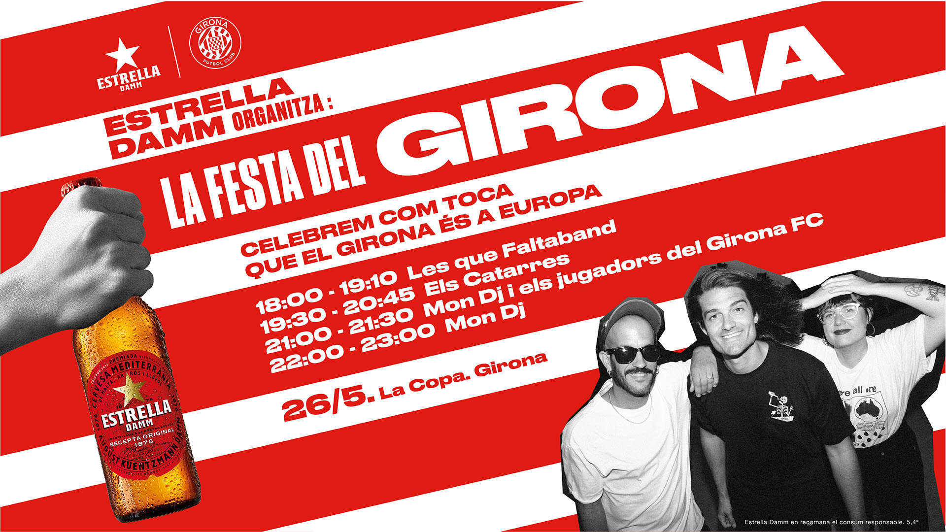 Estrella Damm will celebrate Girona FC's qualifying for Europe with the "Girona Fest"